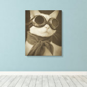 Toile Portrait sépia de chat aviateur Steampunk (Insitu (Plancher de Bois))