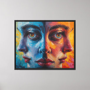 Toile Portrait surréaliste Abstrait - Trois faces Artwor