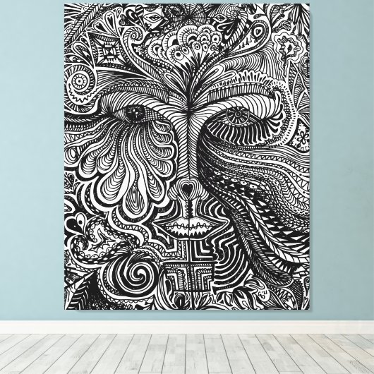 Toile Portrait Trippy (Insitu (Plancher de Bois))