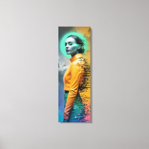 Toile Portrait vertical de femme au halo numérique ratio