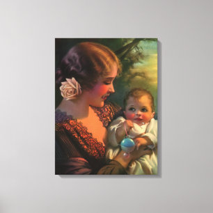Toile Portrait vintage de la fête des Mères, Maman et Bé