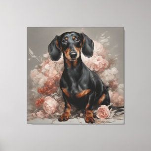 Toile Portraits de races de chiens de fleurs 2