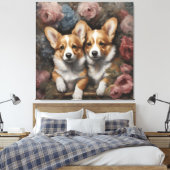 Toile Portraits de races de chiens de fleurs 5 (Insitu(Chambre))
