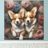 Toile Portraits de races de chiens de fleurs 5 (Insitu (Plancher de Bois))