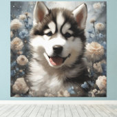 Toile Portraits de races de chiens de fleurs 7 (Insitu (Plancher de Bois))