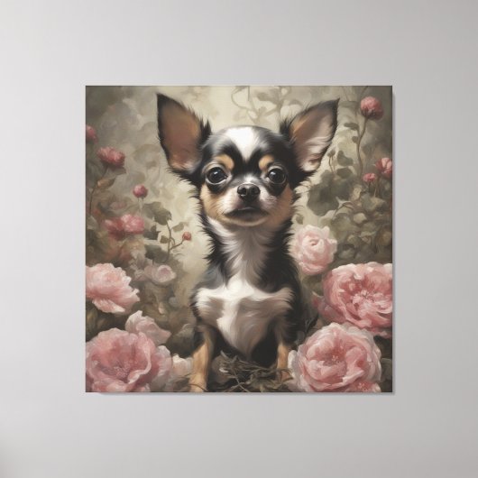 Toile Portraits de races de chiens de fleurs 9 (Recto)