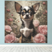 Toile Portraits de races de chiens de fleurs 9 (Insitu (Plancher de Bois))