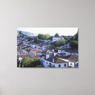 Toile Portugal, Obidos. Vue surélevée de bâtiments blanc