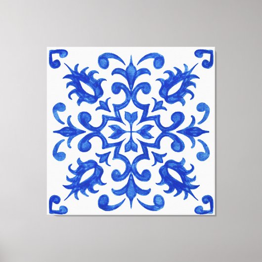 Toile Portuguese Blue Tile central round medallion (Recto)