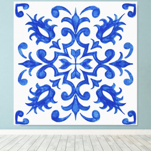 Toile Portuguese Blue Tile central round medallion (Insitu (Plancher de Bois))