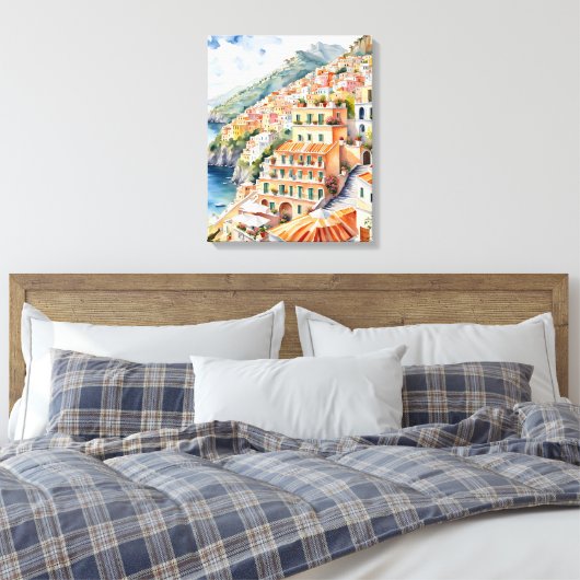 Toile Positano : Le charme de l'aquarelle sur la côte am (Insitu(Chambre))
