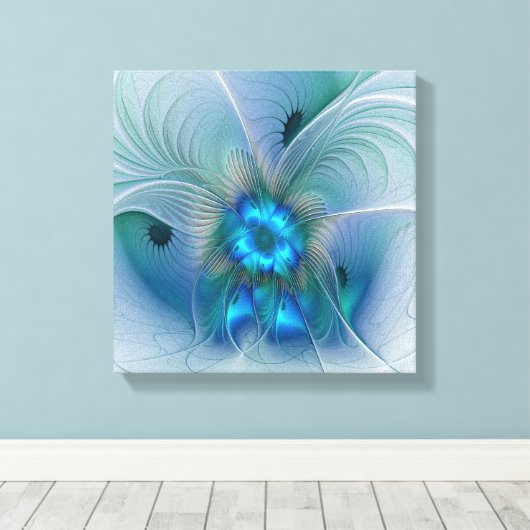 Toile Position, Abstrait bleu turquoise fractal (Insitu (Plancher de Bois))