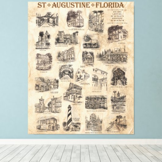 Toile Poster d'art St Augustine, Floride (Insitu (Plancher de Bois))