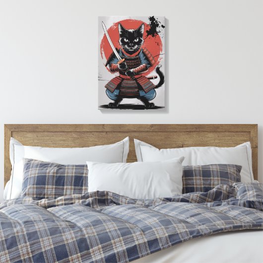 Toile Poster de chat de l'armure Samurai, Mur de chat no (Insitu(Chambre))