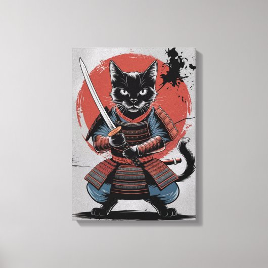 Toile Poster de chat de l'armure Samurai, Mur de chat no (Recto)