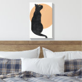 Toile Poster de chat noir et soleil jaune (Insitu(Chambre))