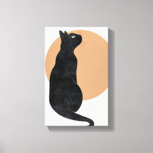 Toile Poster de chat noir et soleil jaune