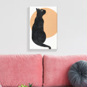 Toile Poster de chat noir et soleil jaune (Insitu(Salon))