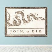 Toile Poster de dessin de Benjamin Franklin "Join or Die (Insitu (Plancher de Bois))