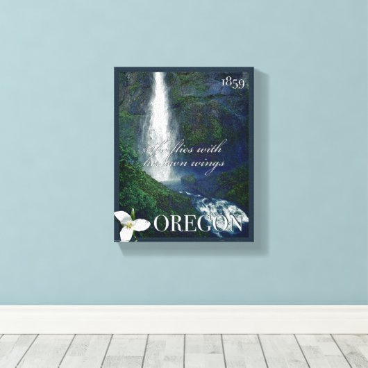 Toile Poster de la cascade de l'Oregon (Insitu (Plancher de Bois))
