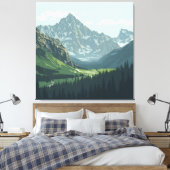 Toile Poster de la Vallée des Alpes - Tranquille Vue Mon (Insitu(Chambre))