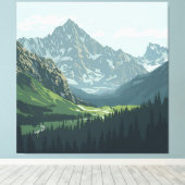 Toile Poster de la Vallée des Alpes - Tranquille Vue Mon (Insitu (Plancher de Bois))