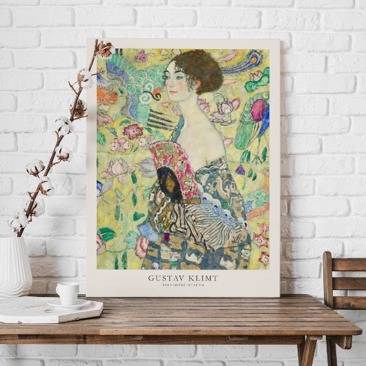 Toile Poster de l'exposition Gustav Klimt Lady with Fan 