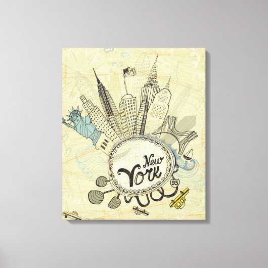 Toile Poster de New York Doodle (Recto)
