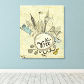 Toile Poster de New York Doodle (Insitu (Plancher de Bois))