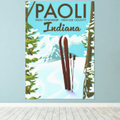 Toile Poster de ski Paoli Orange County Indiana (Insitu (Plancher de Bois))