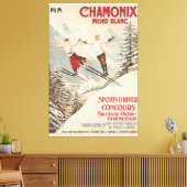 Toile Poster de ski Vintage de Chamonix Mont Blanc (Insitu(Salon))