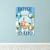 Toile Poster de voyage de Boise, IdahoScenic (Insitu (Plancher de Bois))