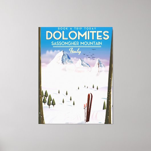 Toile poster de voyage Dolomites Sassongher Mountain Ita (Recto)