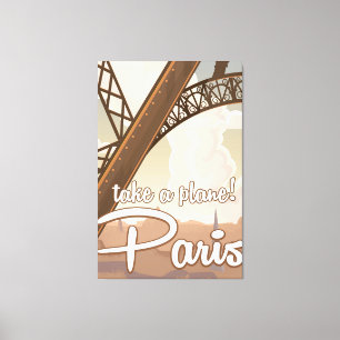 Toile poster de voyage Paris Cartoon vintage