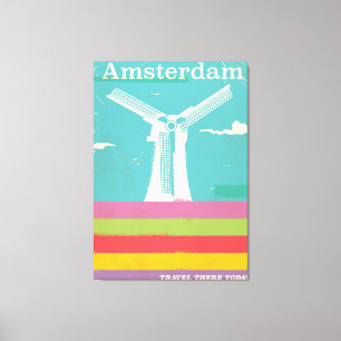 Toile poster de voyage rétro d'Amsterdam