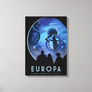 Toile Poster de voyage Retro Space - Jupiter's Moon Euro