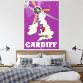 Toile Poster de voyage vintage Cardiff Wales (Insitu(Chambre))