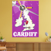 Toile Poster de voyage vintage Cardiff Wales (Insitu(Salon))