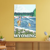 Toile Poster de voyage Vintage FishermanWyoming (Insitu(Salon))