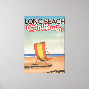 Toile Poster de voyage vintage Long Beach California