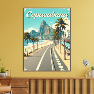 Toile Poster de voyage vintage Retro - Plage de Copacaba