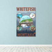 Toile Poster de voyage Whitefish, MontanaScic (Insitu (Plancher de Bois))