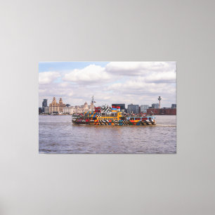 Toile Poster Du Ferry Liverpool Skyline Et Mersey