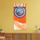 Toile Poster du mont Rainier - Drapeau (Insitu(Salon))