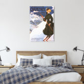 Toile Poster d'une femme en ski vert (Insitu(Chambre))