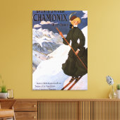 Toile Poster d'une femme en ski vert (Insitu(Salon))