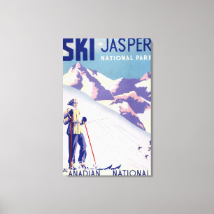 Toile Poster d'une femme sur les pentes ouvertes