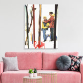 Toile Poster Skis debout dans la neige par un couple (Insitu(Salon))