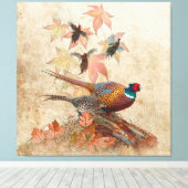 Toile Poster tapisserie de faisan triptyque (Insitu (Plancher de Bois))