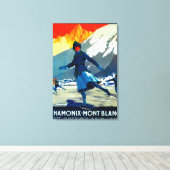 Toile Poster Vintage Chamonix-Mont-Blanc Europe (Insitu (Plancher de Bois))